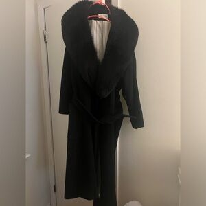 Vintage Black Fur Collar Coat